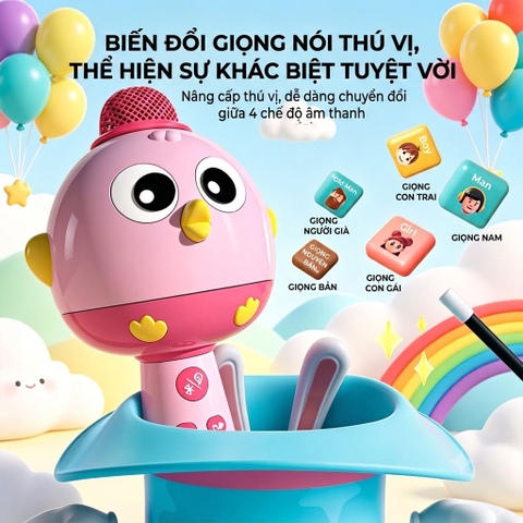 Micro Karaoke Bluetooth Cho Bé Hình Chú Gà – Micro Đồ Chơi Có Nhạc