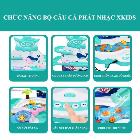 Đồ chơi câu cá đa năng 4in1 cỡ lớn X KIDS cá có thể bay lượn kèm hiệu ứng đèn âm thanh giúp bé phát triển trí tuệ
