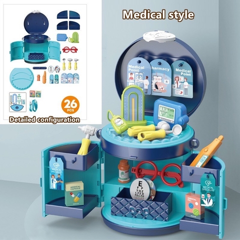 Hộp túi xách biến hình 2in1 đa năng thành đồ chơi nhà bếp nấu ăn, bác sĩ, trang điểm có quai đeo tiện lợi cho bé