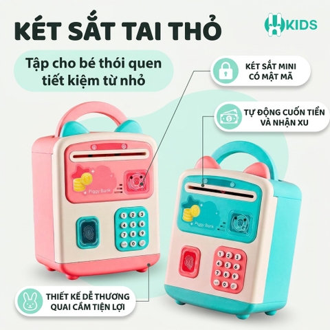 Két Sắt Đồ Chơi Tai Thỏ 2 Màu Xanh Hồng 9901 Cho Bé - Đồ Chơi XKIDS