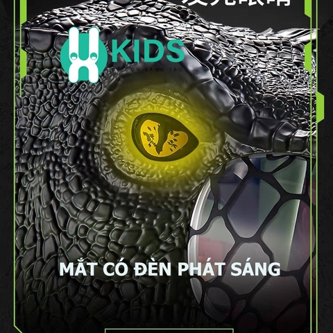Đồ chơi khủng long hoá trang cỡ lớn, mặt nạ mũ trùm đầu hình khủng long có quai đeo kèm hiệu ứng nhạc đèn cho bé