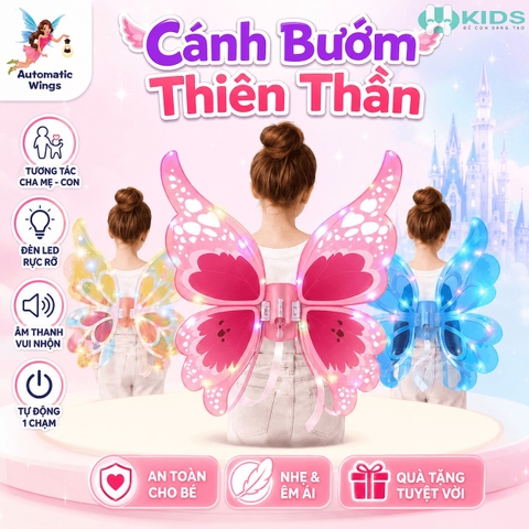 Cánh Tiên Tự Động Phát Sáng Fantasy Fairy Wings Có Nhạc Cho Bé