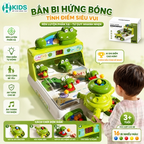 Trò Chơi Bắn Bi Cá Sấu Tính Điểm 2 Chế Độ Cho Bé – Mã 158-22