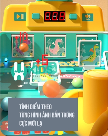 Đồ chơi máy bắn bóng pinball cỡ lớn tính điểm thế hệ mới mô hình khủng long , mèo hồng có đèn nhạc vui nhộn cho bé