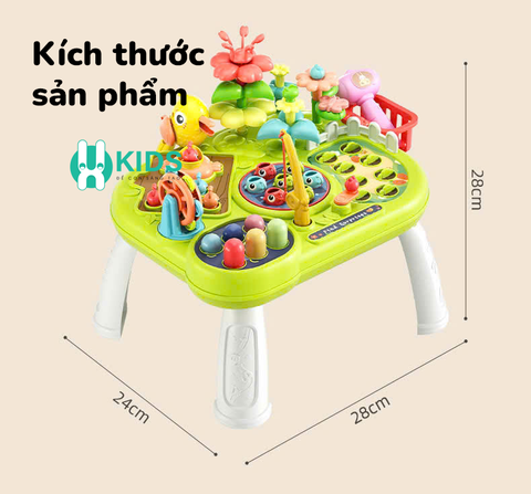 Bàn đồ chơi giáo dục sớm Montessori đa chức năng 6in1 cỡ lớn có câu cá, đập chuột giúp trẻ phát triển toàn diện kỹ năng