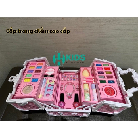 Bộ cốp trang điểm cao cấp cho bé gái, bộ đồ chơi trang điểm thật đầy đủ phụ kiện an toàn, dễ thương cho trẻ em