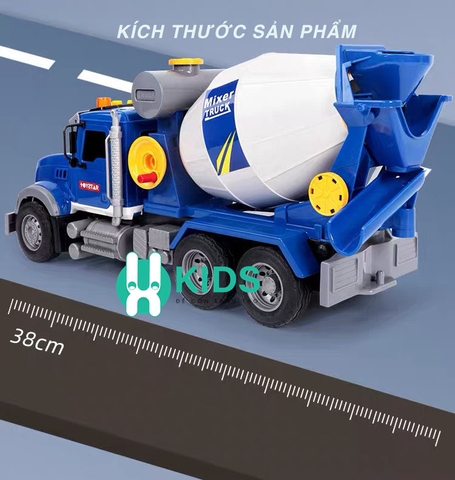 Đồ chơi ô tô mô hình xe bồn trộn bê tông cỡ lớn có nút quay nâng hạ hoạt động như thật kèm đèn nhạc cho bé