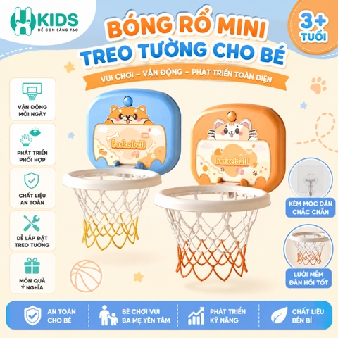 Bảng bóng rổ mini treo tường cho bé kèm bóng – Bộ Rổ Bóng Mini Gắn Tường Cho Bé Hình Thú Dễ Thương Basketball Kids