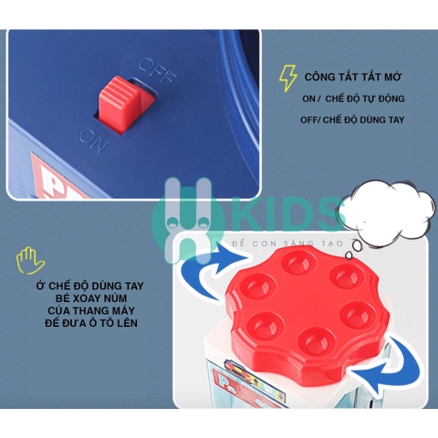 Bãi đỗ xe gara ô tô 5 tầng kết hợp đường đua có nhạc kèm sẵn 8 ô tô nhiều màu sắc cho bé