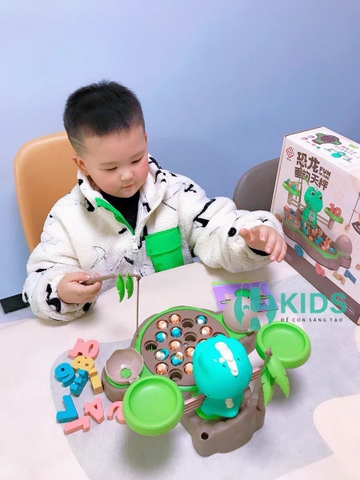 Đồ chơi câu cá nam châm 2IN1 mô hình khủng long bản tiếng Anh kèm bàn cân toán học có nhạc vui nhộn cho bé