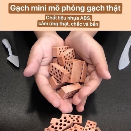 Đồ chơi lắp ráp xây nhà gạch mini mô phỏng như thật cho bé nhập vai thợ hồ kĩ sư xây dựng có sẵn dụng cụ, xi măng