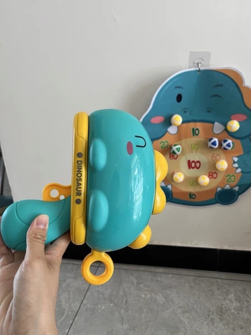 Đồ chơi súng bắn bóng nhựa dính hình khủng long cute kèm bảng phi tiêu tính điểm vui nhộn giải trí giảm stress cho bé