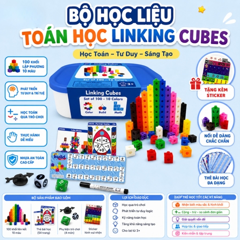 Linking Cubes Montessori - Bộ Học Liệu STEM Giúp Bé Học Toán, Đếm Số Và Phát Triển Tư Duy
