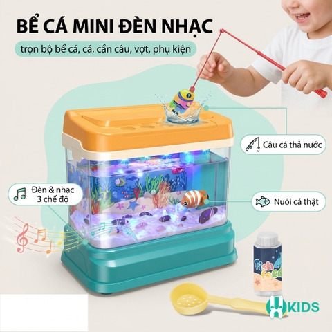 Đồ chơi bể cá mini dễ thương cho trẻ em có đèn, có nhạc