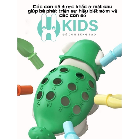 Đồ chơi khủng long lắp ghép thanh rút sắc màu giúp bé phát triển đa giác quan, nhận biết màu sắc