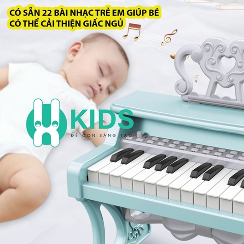 Đàn piano mini 25 phím điện tử cho bé tự học tại nhà, có mic hát thu âm, kết nối điện thoại kèm sẵn 22 bài hát vui vẻ