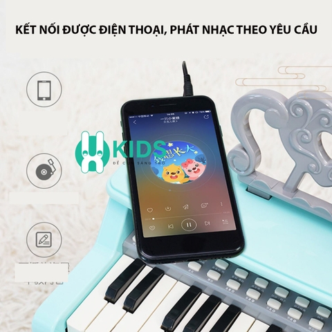 Đàn piano mini 25 phím điện tử cho bé tự học tại nhà, có mic hát thu âm, kết nối điện thoại kèm sẵn 22 bài hát vui vẻ