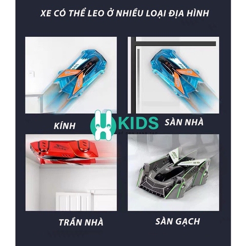 Đồ chơi xe ô tô leo tường điều khiển từ xa bằng lazer - tia hồng ngoại kèm pin sạc cho bé