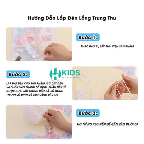 Đèn lồng trung thu con cá chép màu sắc lắp ráp thủ công DIY có đèn nhấp nháy 3 chế độ phát sáng siêu đẹp cao cấp cho bé