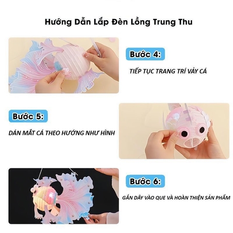 Đèn lồng trung thu con cá chép màu sắc lắp ráp thủ công DIY có đèn nhấp nháy 3 chế độ phát sáng siêu đẹp cao cấp cho bé