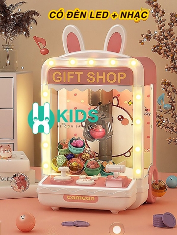 Đồ chơi máy gắp gấu bông cỡ lớn phiên bản mới có đèn LED nhạc vui nhộn, đếm thời gian kèm sẵn 10 thú bông 10 bóng cho bé