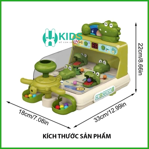 Đồ chơi bắn bi hứng bóng tính điểm khủng long cá sấu kiểu mới cỡ lớn có đèn nhạc rèn luyện tay mắt cho bé
