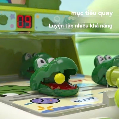 Đồ chơi bắn bi hứng bóng tính điểm khủng long cá sấu kiểu mới cỡ lớn có đèn nhạc rèn luyện tay mắt cho bé