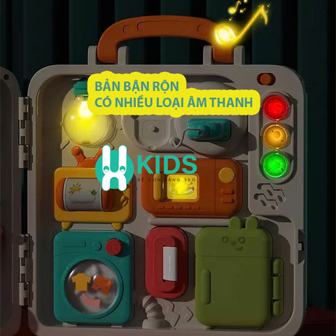 Đồ chơi bảng bận rộn Montessori Busy Board đa năng 3 mặt có đèn nhạc giáo dục sớm phát triển tư duy kĩ năng sống cho bé