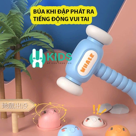 Đồ chơi đập chuột thông minh hình chú cá vui có nhạc vui nhộn kèm bàn xoay tự động rèn luyện đôi tay trẻ em