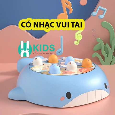 Đồ chơi đập chuột thông minh hình chú cá vui có nhạc vui nhộn kèm bàn xoay tự động rèn luyện đôi tay trẻ em