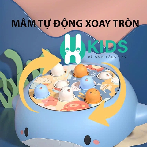 Đồ chơi đập chuột thông minh hình chú cá vui có nhạc vui nhộn kèm bàn xoay tự động rèn luyện đôi tay trẻ em