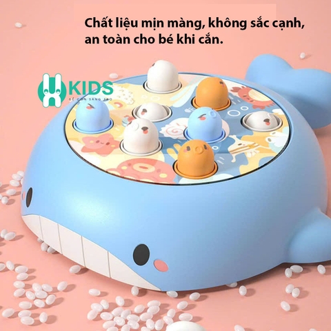 Đồ chơi đập chuột thông minh hình chú cá vui có nhạc vui nhộn kèm bàn xoay tự động rèn luyện đôi tay trẻ em