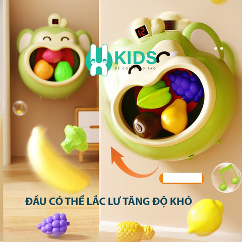 Đồ chơi khỉ háu ăn trái cây bắn bóng tính điểm có nhạc cải thiện khả năng vận động, phối hợp tay mắt cho bé
