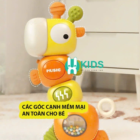 Đồ chơi ngậm gặm nướu mọc răng, xúc xắc, lục lạc hươu cao cổ có đèn nhạc vui nhộn cho bé sơ sinh từ 3 tháng dễ ngủ