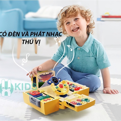 Đồ chơi ô tô buýt xe bus biến hình đa chức năng trò chơi giáo dục sớm có vô lăng xoay đèn nhạc cho trẻ em từ 1 tuổi