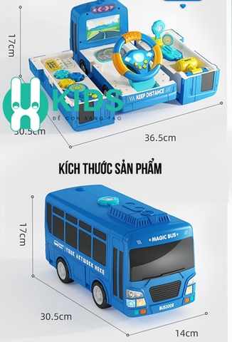 Đồ chơi ô tô buýt xe bus biến hình đa chức năng trò chơi giáo dục sớm có vô lăng xoay đèn nhạc cho trẻ em từ 1 tuổi