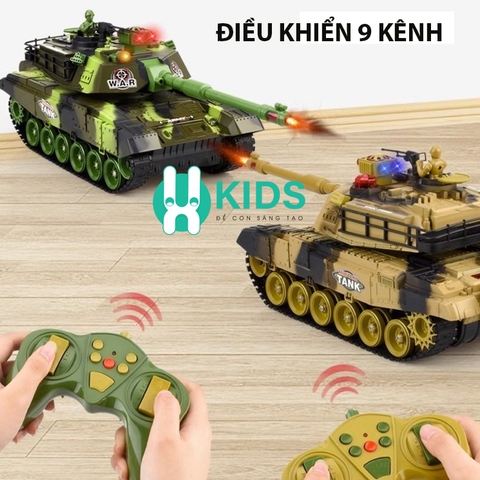 Đồ chơi xe tăng điều khiển từ xa 9 kênh RC 2.4G đa chức năng cỡ lớn X KIDS vượt địa hình có đèn nhạc vui nhộn cho trẻ em