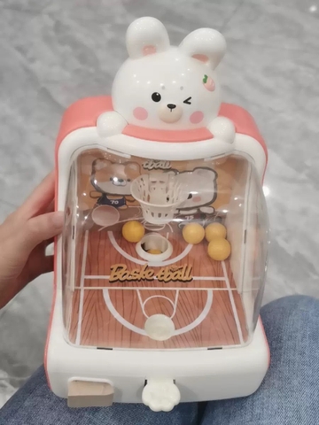 Đồ chơi bắn bóng rổ mini tính điểm loại mới mô hình khủng long thỏ cute kèm xu có đèn nhạc cải thiện tay mắt cho bé