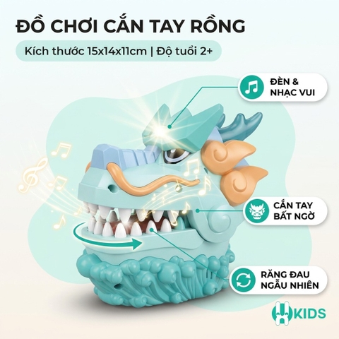 Đồ chơi cắn ngón tay khám răng hình rồng khủng long phiên bản mới có đèn nhạc giải trí vui nhộn cho trẻ em và gia đình