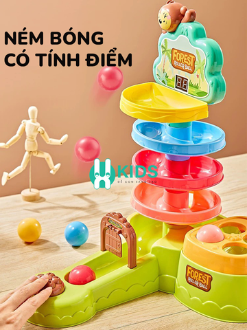 Đồ chơi giáo dục sớm đa năng 3in1 có đập chuột cùng đường trượt kết hợp bắn bóng tính điểm cho bé từ 6 tháng - 3 tuổi