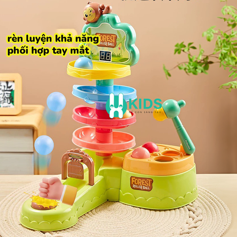 Đồ chơi giáo dục sớm đa năng 3in1 có đập chuột cùng đường trượt kết hợp bắn bóng tính điểm cho bé từ 6 tháng - 3 tuổi