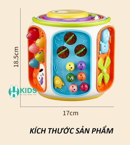 Đồ chơi hộp bận rộn 9 mặt đa năng 26 cách chơi có đàn nhạc, câu cá, điện thoại, vô lăng, đập chuột giáo dục sớm cho bé