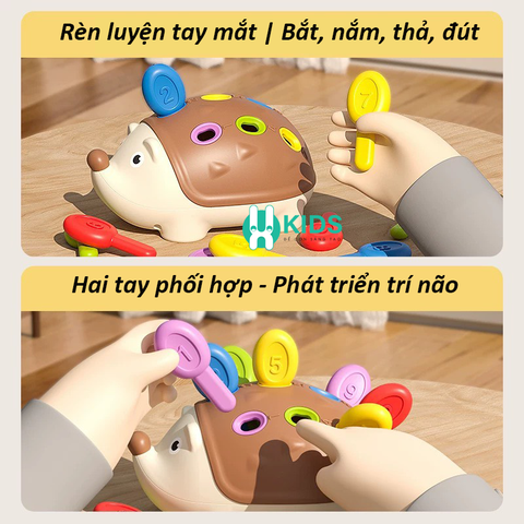 Đồ chơi lắp ghép thanh rút toán học màu sắc chú nhím giáo dục sớm giúp bé phát triển trí óc thông minh, khéo léo đôi tay