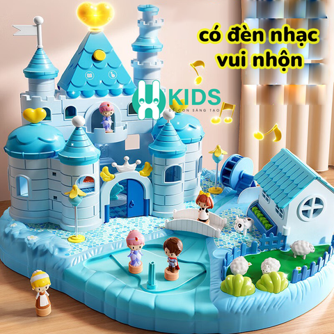 Đồ chơi lâu đài công chúa tuyết elsa có điều khiển từ tính di chuyển búp bê thông minh có đèn nhạc dễ thương cho bé gái