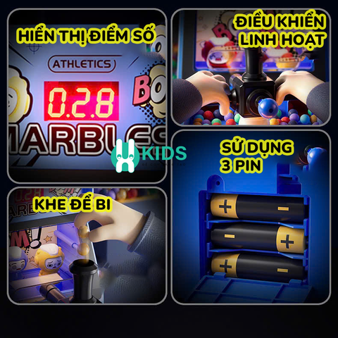 Đồ chơi máy bắn bi pinball tính điểm thế hệ mới Marbles có chế độ thi đấu đối kháng rèn luyện sự tập trung tư duy trẻ em