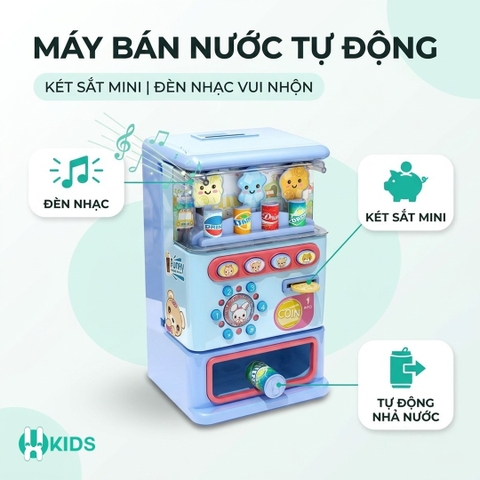Đồ chơi máy bán nước tự động thông minh trẻ em kiêm két sắt mini cho bé trai bé gái có đèn và nhạc vui nhộn