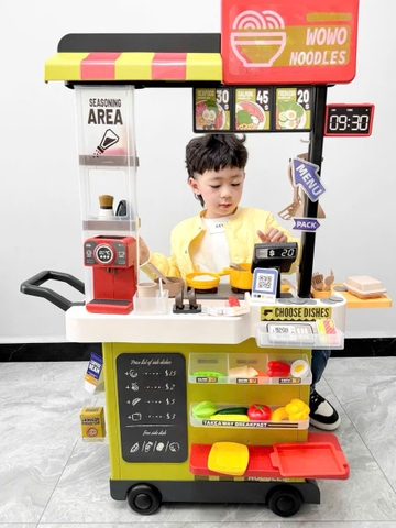 Đồ chơi nhà hàng đồ nướng gà rán quầy ăn nhanh X KID cao 102cm kèm hiệu ứng đổi màu đồ ăn, vòi nước khói, máy tính tiền