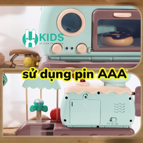 Đồ chơi quầy bán hàng tiệm làm bánh donut 34 chi tiết có đèn nhạc vui nhộn kèm xe đẩy chở hàng cho bé