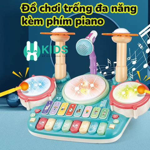 Đồ chơi trống kết hợp phím đàn piano kèm mic hát cho bé, bộ nhạc cụ giáo dục sớm cho bé từ 6 tháng - 5 tuổi