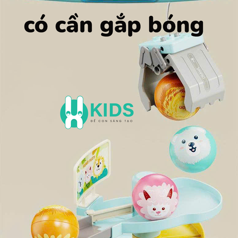 Đồ chơi vận động STEM điều khiển đường đua ô tô phiêu lưu bằng tay với bóng hình thú kết hợp cần cẩu có đèn nhạc cho bé